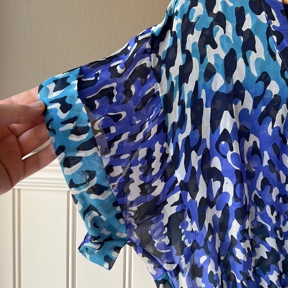 CHARLIE JADE Blue Silk Sheer Pop Over Swim Cover Up Size Small - Picture 6 of 11